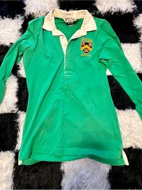 Ralph Lauren Green Long-Sleeve Polo with Cream Collar